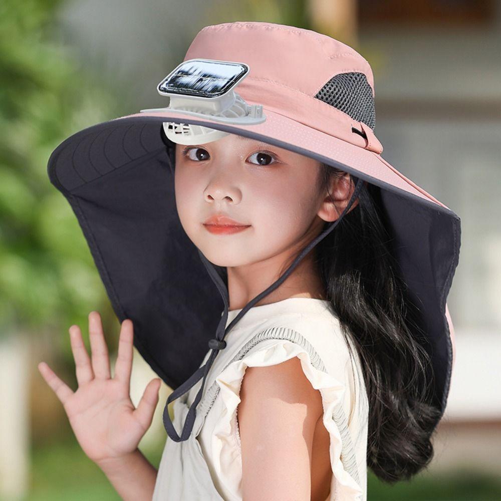 USB Charging Children's Solar Fan Hat Waterproof Sunshade Fan Cap Portable Summer Cooling Hat Boys