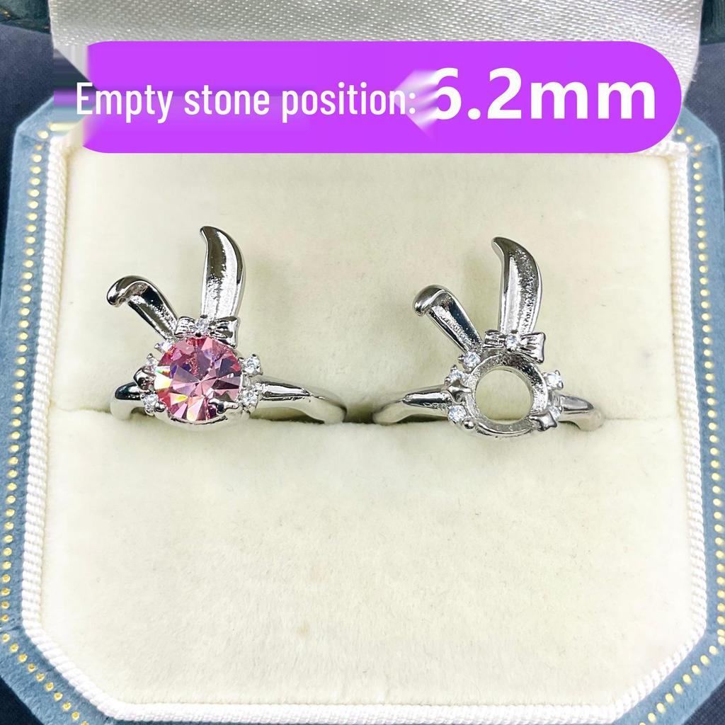 Adorable Bunny Head DIY Ring Setting for 6.2mm Round Moissanite