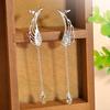 Angel Wing Tassel Clip On Earrings Long Chain Dangle Non Pierced Ear Cuff Jewelry Accessories for Women and Girls