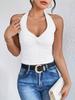 European and American French summer new sexy neck kink deep V-neck sleeveless vest women's slim short top