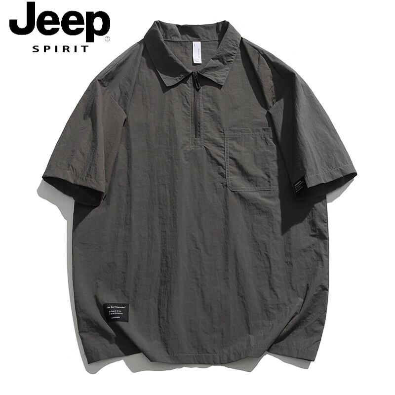 

JEEP SPIRIT Men s Ice Silk Quick-Dry Loose Polo T-Shirt XL