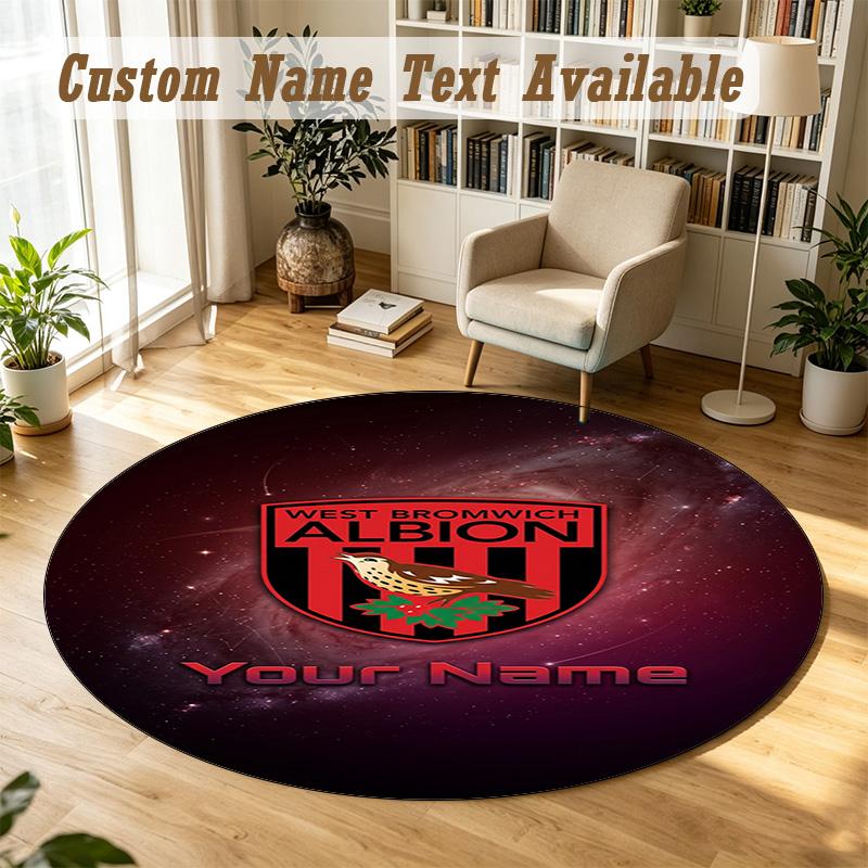 Round Rug Custom NameWest Bromwich Albion FC Pattern Non Slip Carpet Home Floor Decor