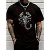 European Sizes Men's Black Scorpion Print T-Shirt -Breathable Round Neck Short Sleeve