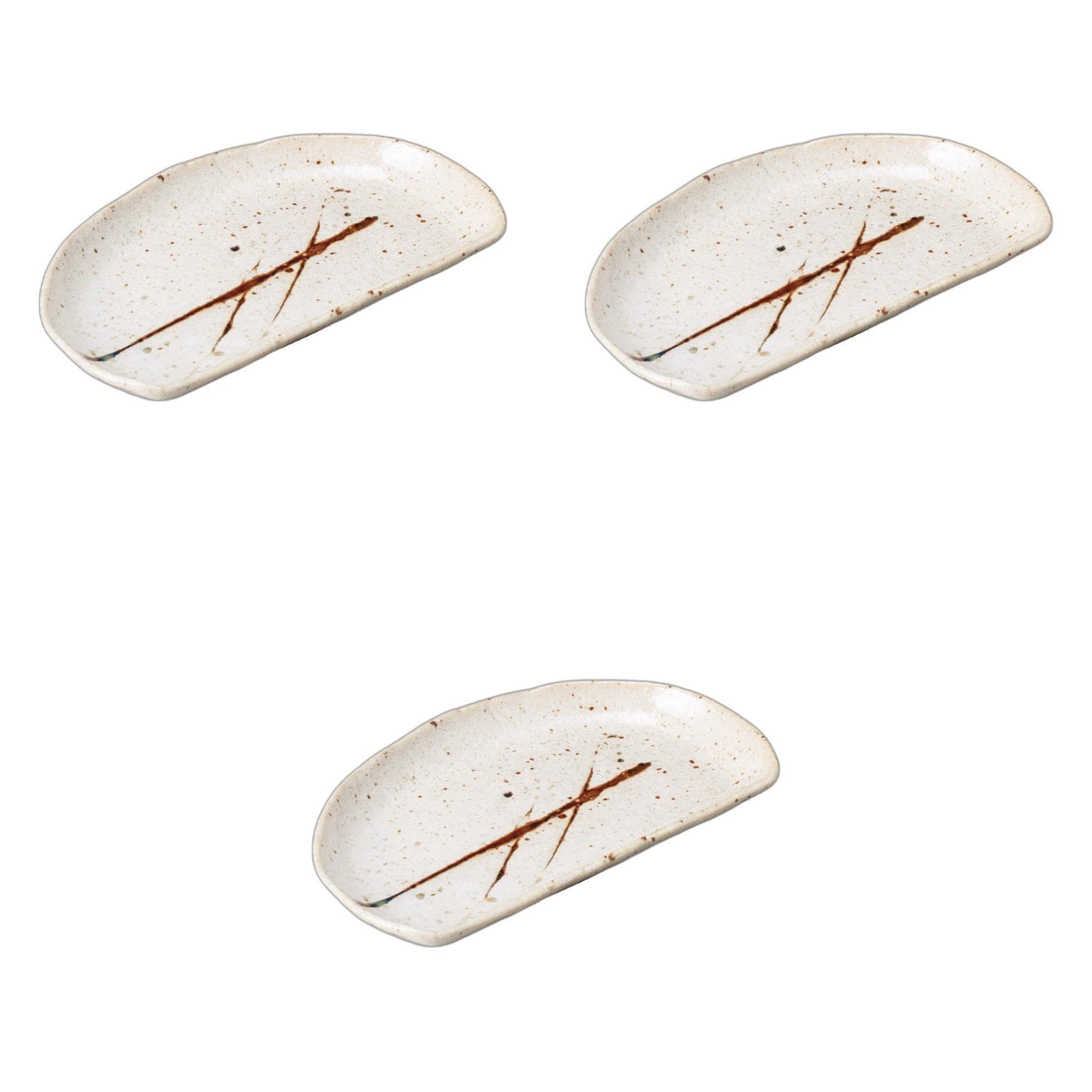 

Набор из 3 керамических тарелок x x Неправильной формы Керамические тарелки от Setomonohonpo Ame-Hoshibake Полумесяц [21,7 12,6 2,2 см]