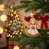 Elegant Holiday Party Supplies 6 Pcs Diamond Art Christmas Ornaments, 2D Flat Pearl Painting Timeless Seasonal Decorations Pattern Hanging Decoration