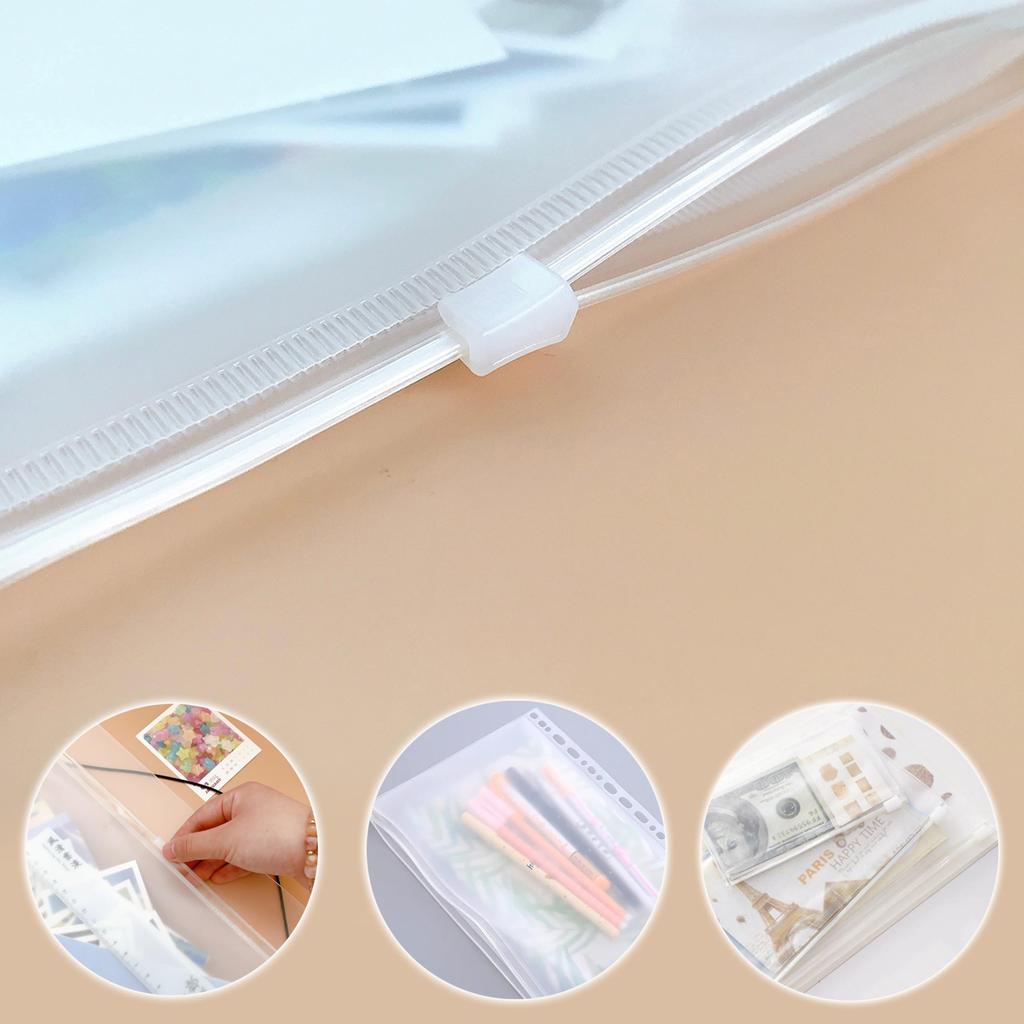 akindou B5 size paper with zippered compatible with both and for and loose-leaf pockets, 12-pack, 9-hole 26-hole binders, semi-transparent, receipts,