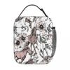 Frische Blume Wildpferd Isolierte Lunchtasche für Damen Büro Kühltasche Thermische Lebensmittelbox Tragetasche Auslaufsicherer Lunchbox-Behälter