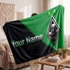 Borussia Mönchengladbach Personalized Fleece Blanket With Football Logo, Custom Name Text Soft Warm Home Throw Blanket