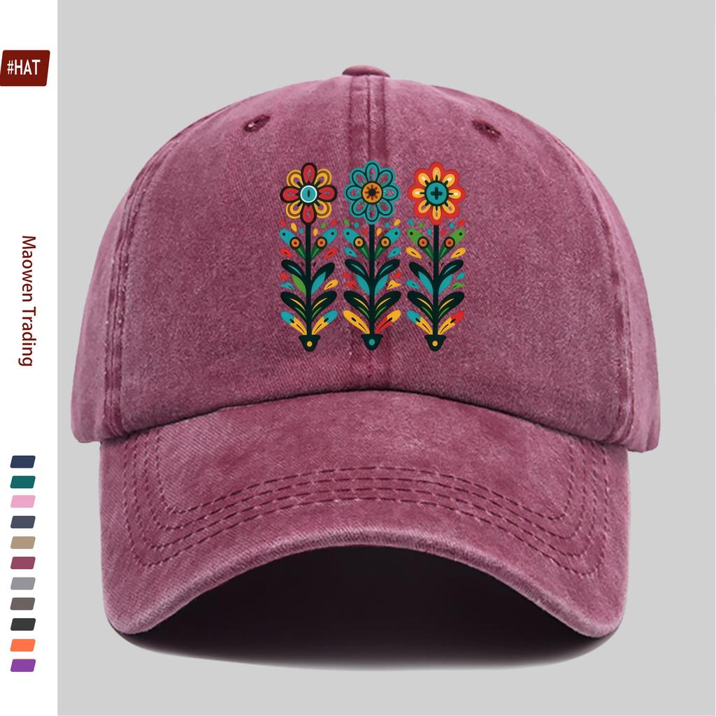 pc Vibrant Plant Pattern Printed Baseball Cap Casual Pattern Design Decor Hat Comfortable Lightweight Sun Hat with Adjustable