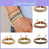 Retro Colorful Woven Leather Bracelet Trendy Bohemian Style Geometric Design