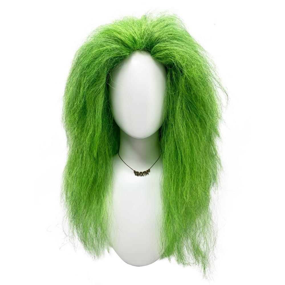 Comfortable Grass Green Explosive Long Curl Fluffy Halloween Party Wig Stage Performance
