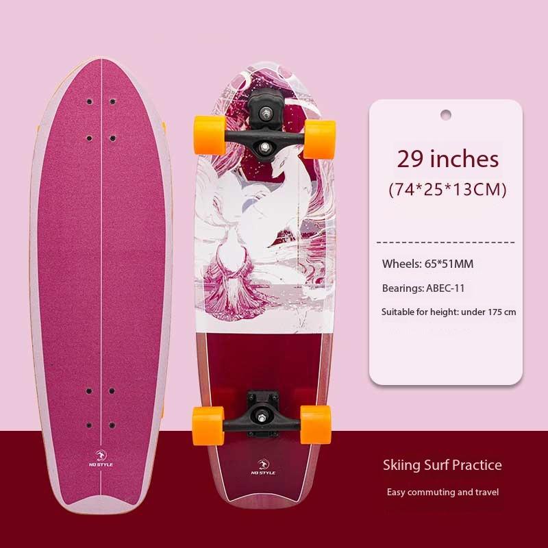 Land Surfboard S6 Skateboard Maple Deck PU Material Lightweight Durable Pedal-Free for Children Adults Beginners Intermediate