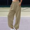 Women Commuting Pants Sweatpants Elastic High Waist Adjustable Drawstring Harem with Pockets Solid Color Loose Lounge Lambskin Fabric Casual
