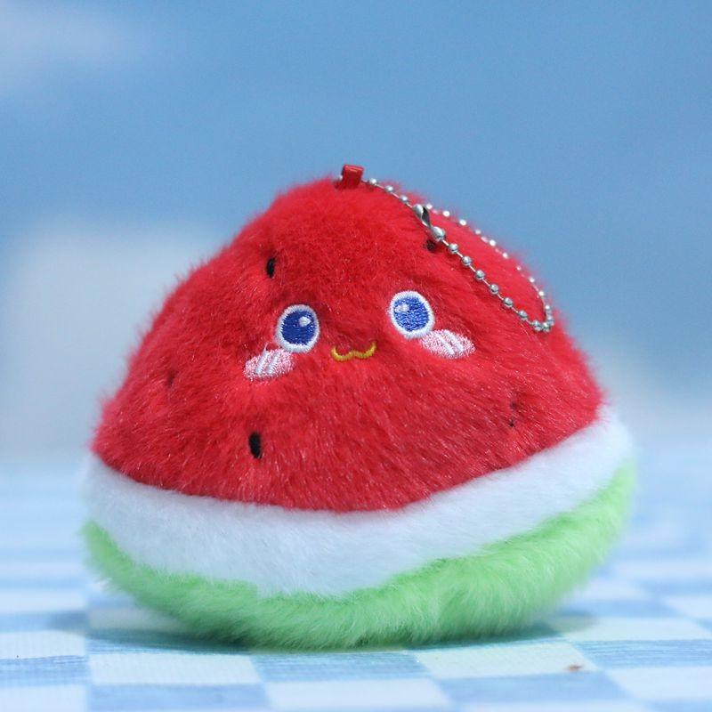 Adorable Cartoon Style Mini Fruit And Vegetable Plush Doll Keychain For Kids