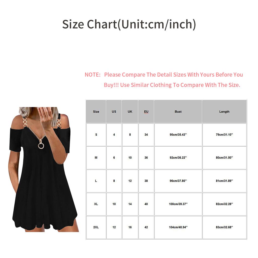 Women Casual Sling Off Shoulder Short Sleeve Zipper V-neck Gradient Color Dress