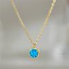 Blue White Opal Small Round Stone Pendant Rainbow Necklaces For Women Vintage Gold Color O Chain Wedding Jewelry Versatile Gifts