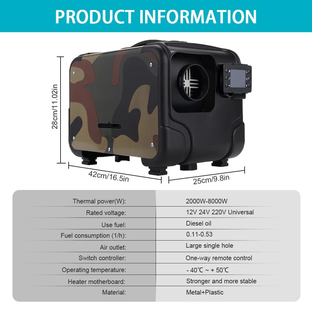 2-8KW Diesel Air Heater 12V 24V 220V Three-in-one  Car Heater with Silencer Remote Control for Car Truck Boat RV Parking Heater