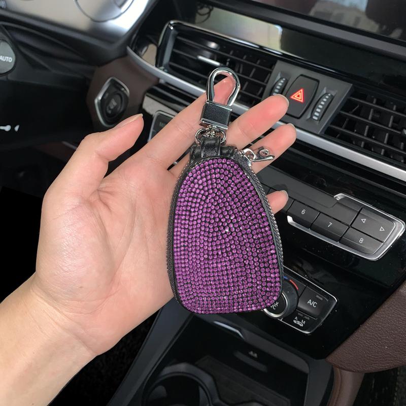 Lesklý diamantový křišťálový kryt na klíče do auta Úložné pouzdro Přívěsek na klíče Pouzdro na klíče Peněženka Bling Auto Decor Autopříslušenství pro ženy Dívky