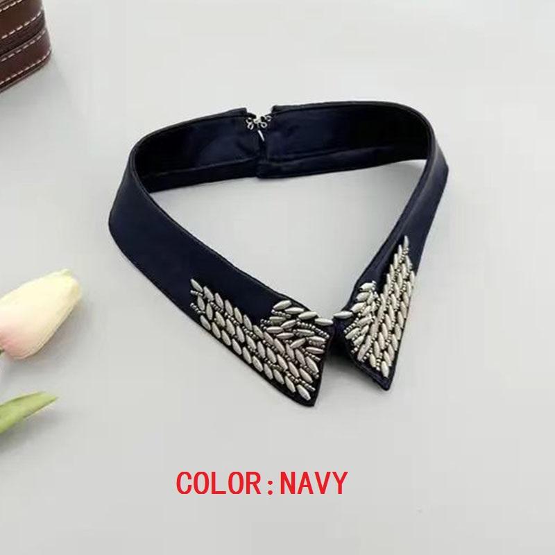 Retro Rhinestone False Collar Neckline Women Lapel Fake Collar Woman Embroidery Removable Detachable Tie Clothing Accessories