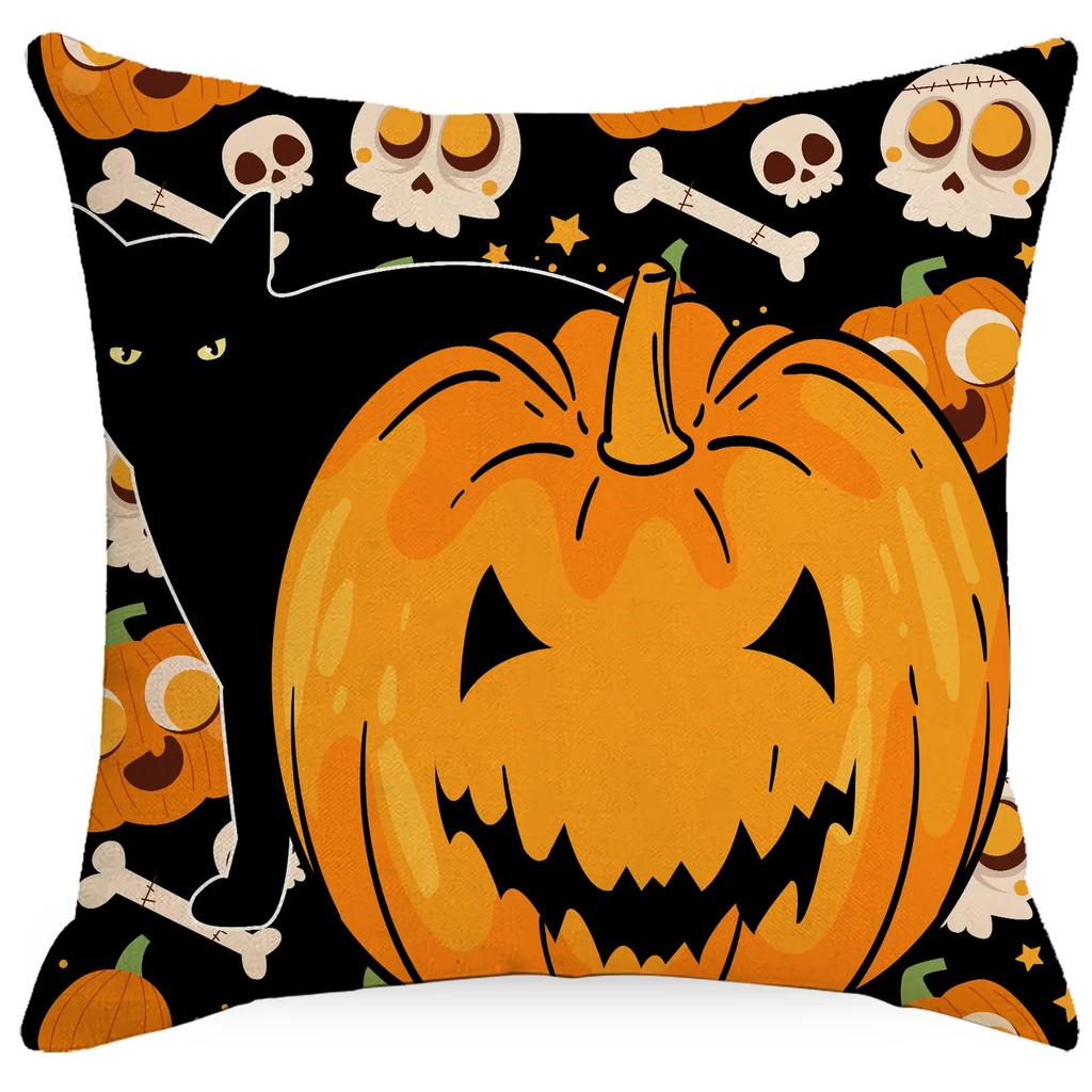 Halloween Pumpkin Ghost Print Pattern Cushion Cover Home Living Room Sofa Decoration Throw Pillow