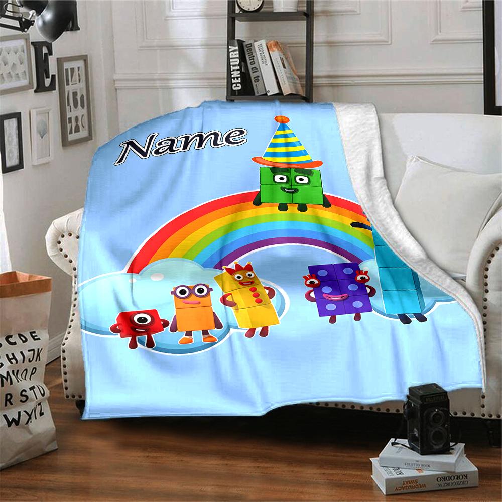 Custom Name City Colorful Cubes Party Blanket For Couch Bed Plush Cozy Fuzzy Blanket Super Soft Warm Blankets For Fall And Winter 0916152