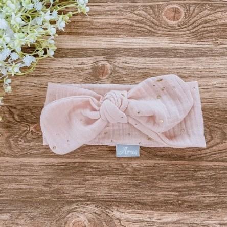 Muslin headband (peach dots)