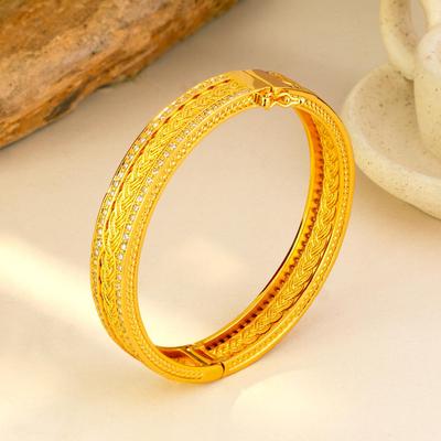 Retro Chinese Style Gold Sand Diamond Woven Bracelet: Women's Court-Inspired Super Flash Bangle.