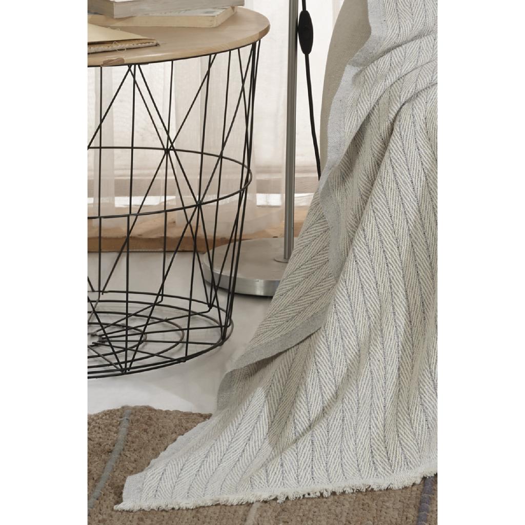 Vera Beżowy Fotel Narzuta na fotel Szal 150 x 200 cm Koc pod telewizor Rzut bawełniany