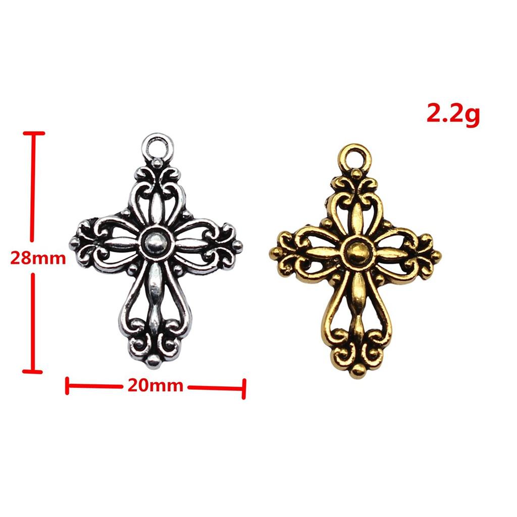Vintage Cross Charms Multi Color Alloy Pendants For Religious Christian Jewelry