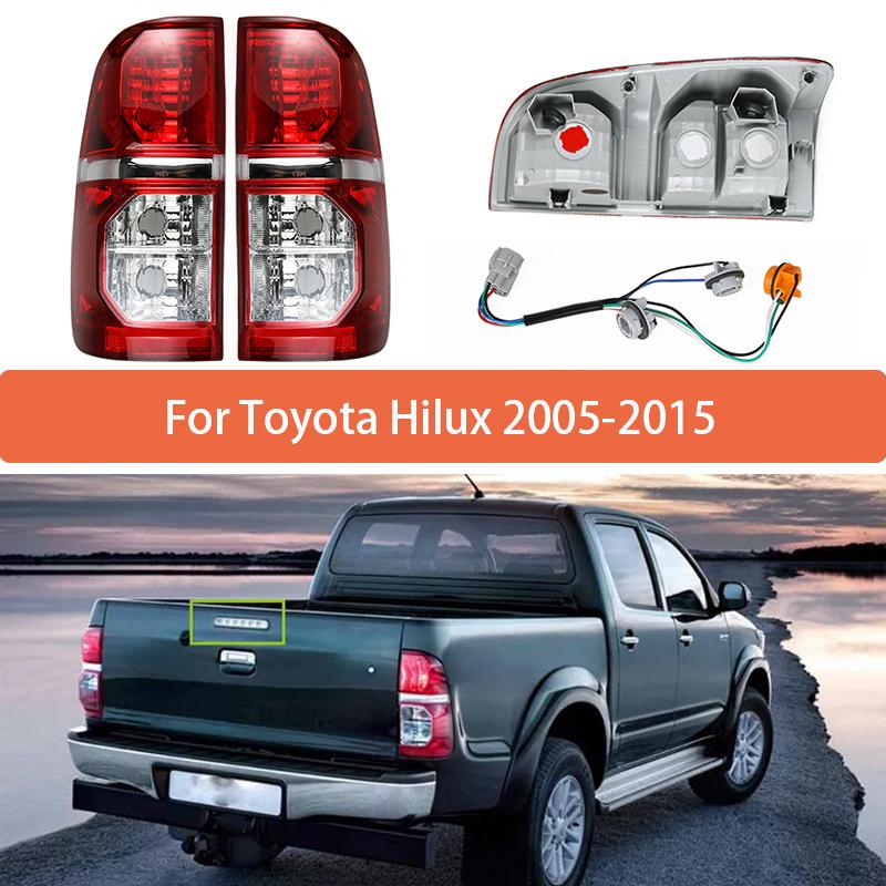 1 Stück Rückleuchteneinheit mit Kabeln für Toyota Hilux 2005 2006 2007 2008 2009-2015 Hintere Rückleuchte Warnleuchte Rückfahrlicht