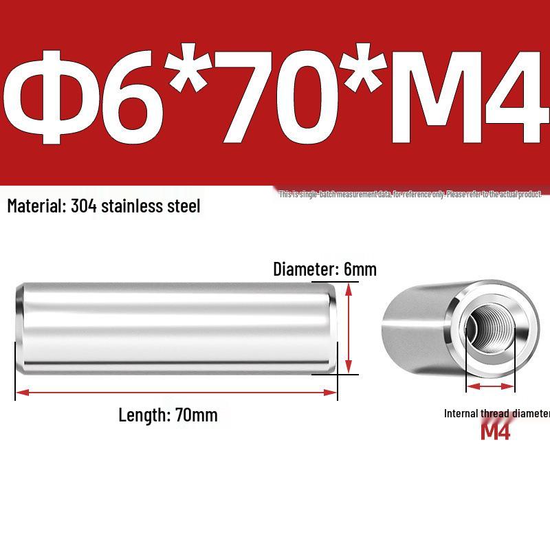 Pin Cilindric din Oțel Inoxidabil 304 cu Filet Interior M4/M6/M8 și Orificiu - Coloană de Suport și Ghidare