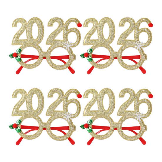 4ks Čelenka s ozdobou vločky, třpytivé číslo 2026, vlasová obruč, brýle, slavnostní vánoční párty doplněk