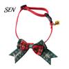 Christmas Pet Accessories Bow Collar, Adjustable Cat Collar with And Bell, Safety Buckle Plaid Print for Cats, Small Dogs, Holiday Wear Bell