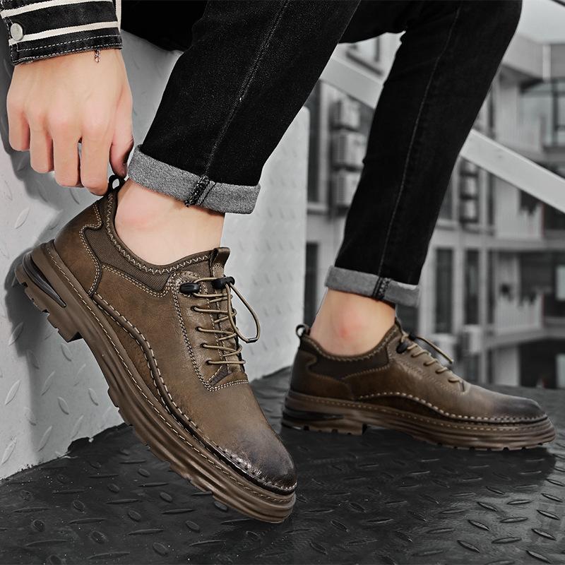 Leather shoes men's 2025 new autumn leather business casual shoes fashion versatile large size brock shoes men's shoes 4546