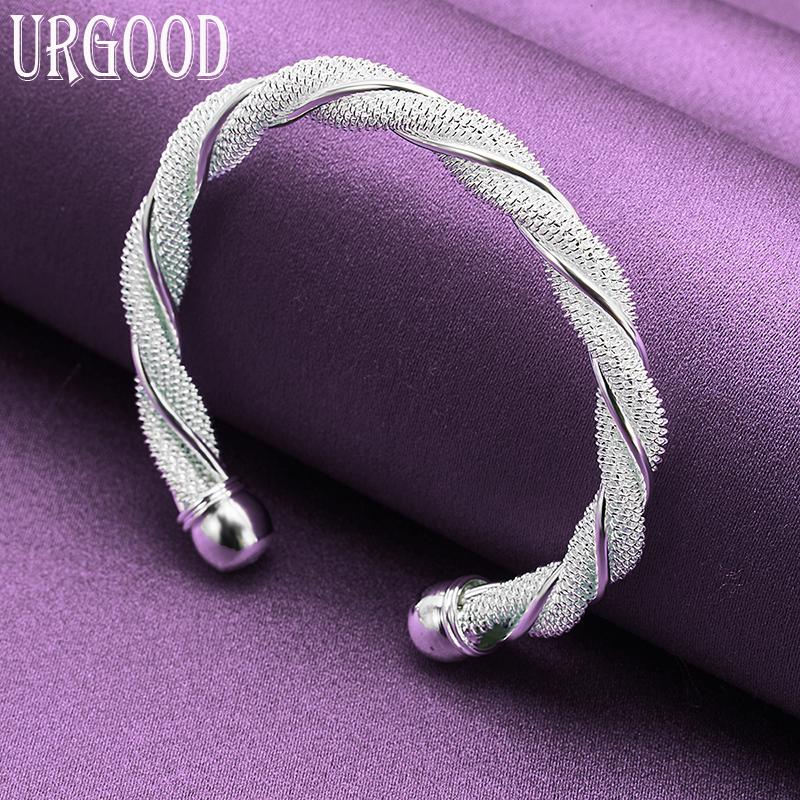 Brățară deschisă țesută cu plasă din argint 925 Bijuterii de modă