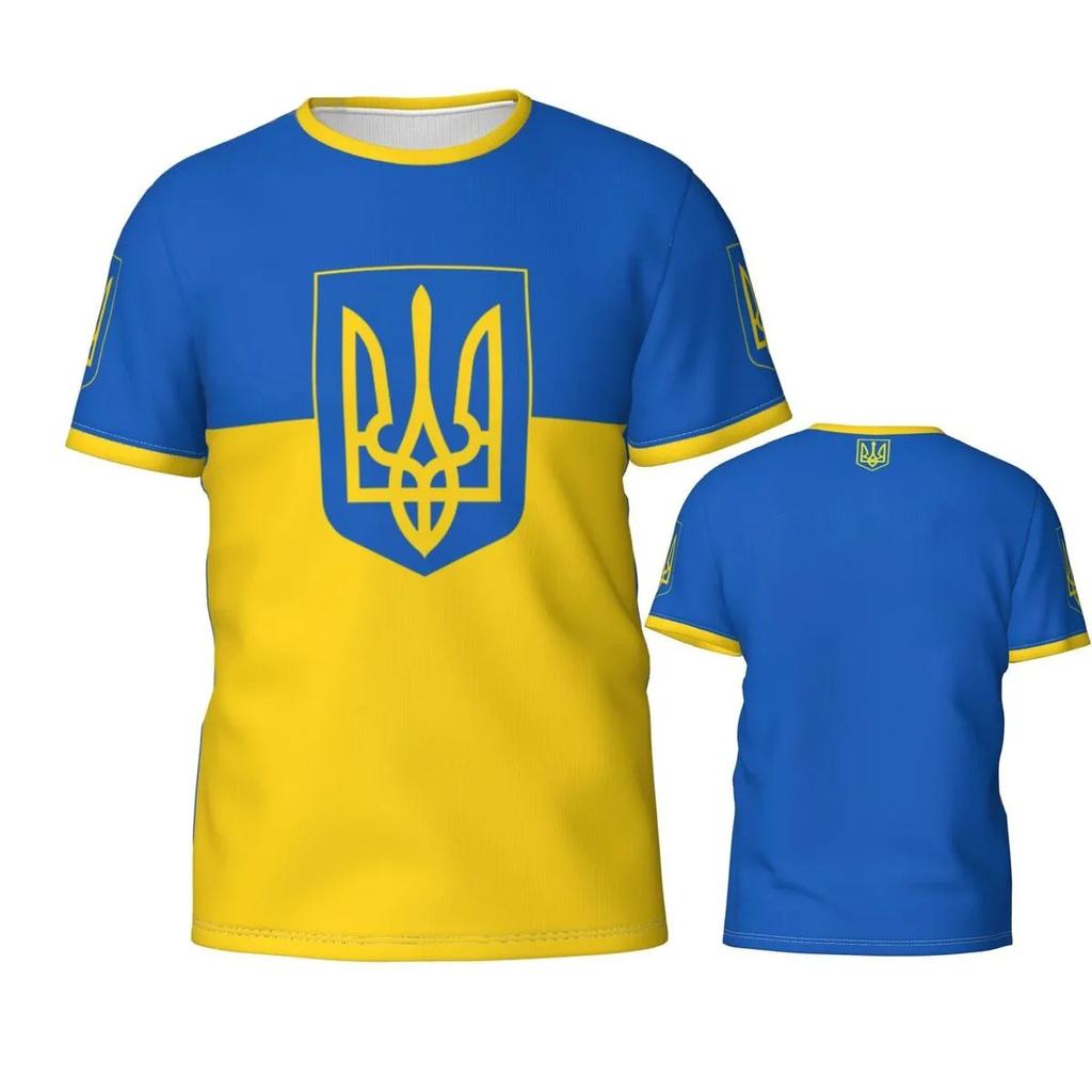 Ukrainian Flag Badge 3D Printed T-shirt Men & Women Casual Sports Graphic T Shirts Ukraine National Day Football Tee Fans Gift