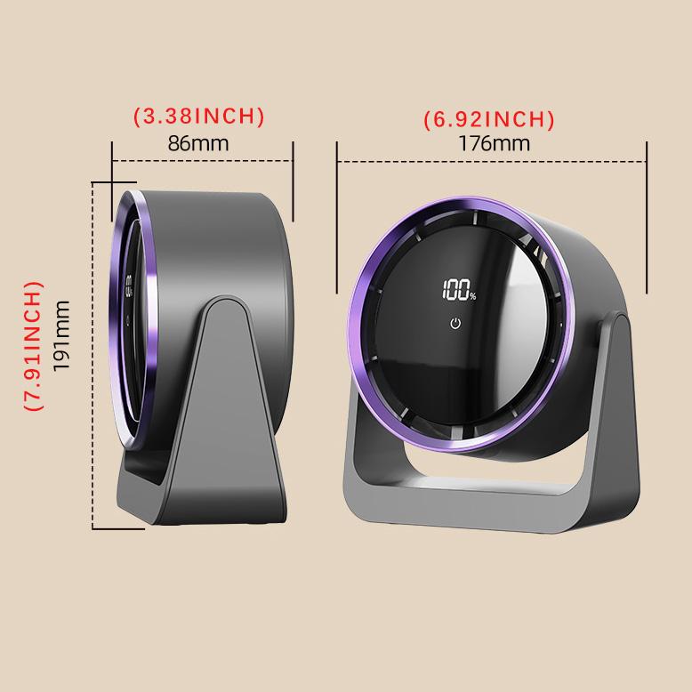 Wireless Wall Fan Portable Air Circulator Fan Rechargeable Wall Mounted Toilet Fan 2000mAh Silent Cordless Desk Air Circulator