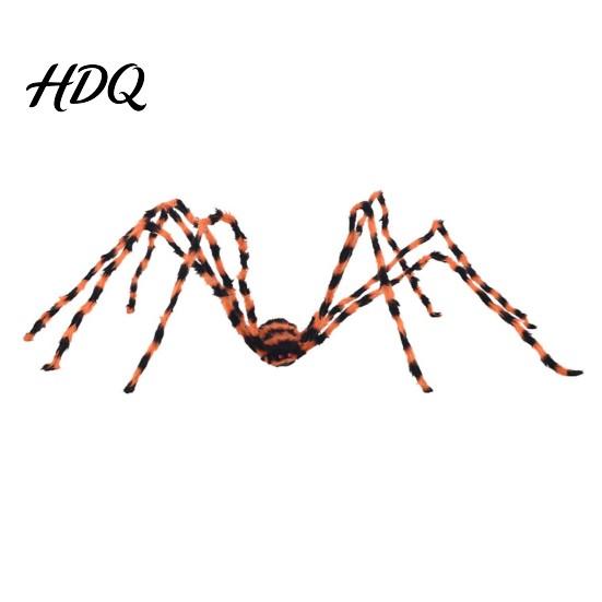 Halloween Lawn Ornaments Giant Spider Scary Orange Black Hairy Spider Decoration Realistic Furry Prop Hanging Decor with Red Eyes for Porch