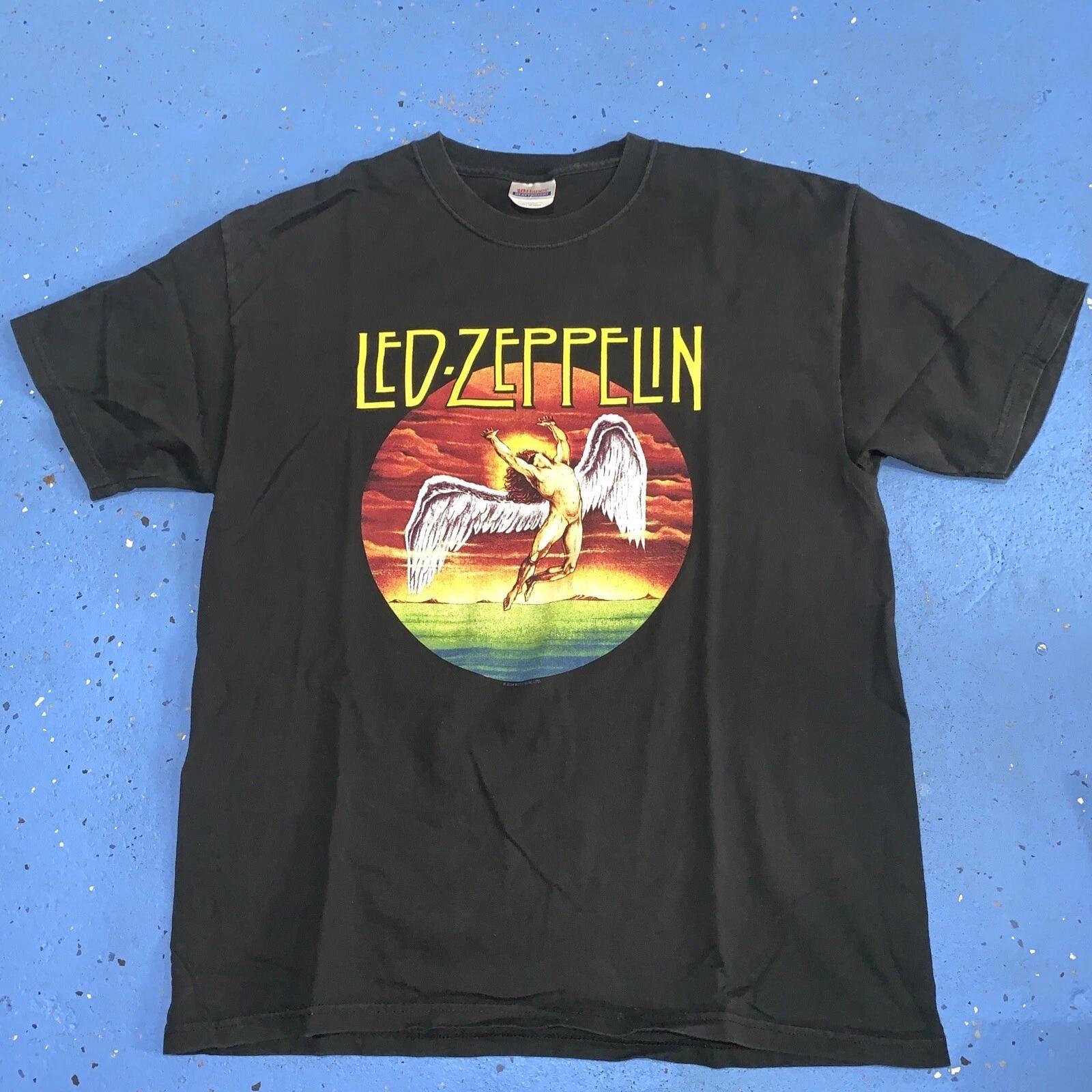 

Vintage Led Zeppelin T Shirt Mens 90s Rock Band Tee Hanes Made In USA Size L 3XL