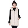 Autumn and winter new rhombus grid down cotton vest women's medium and long loose hooded vest