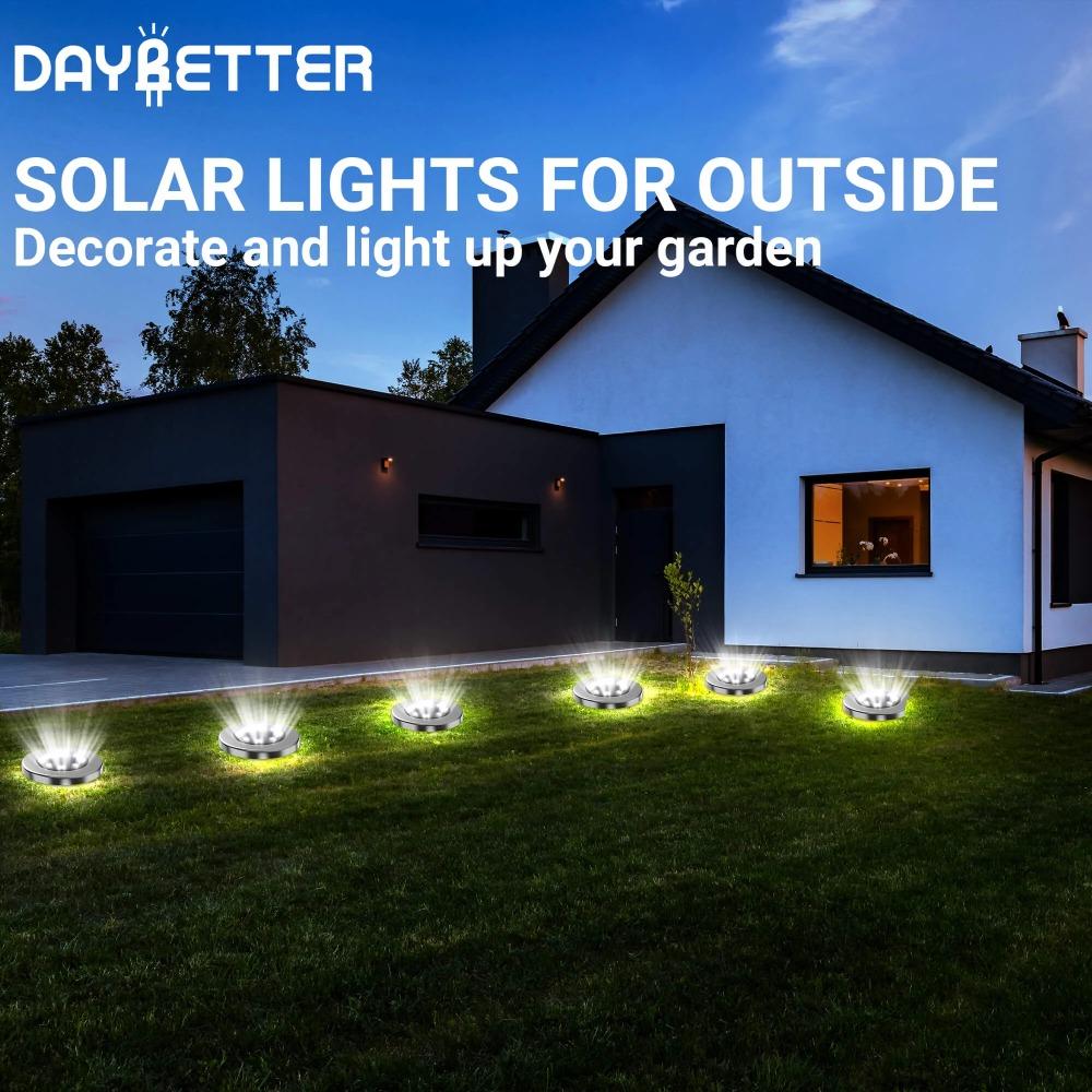 4-piece outdoor solar ground lights, 8 LED solar ground lamps, waterproof, suitable for patios and gardens (white light)