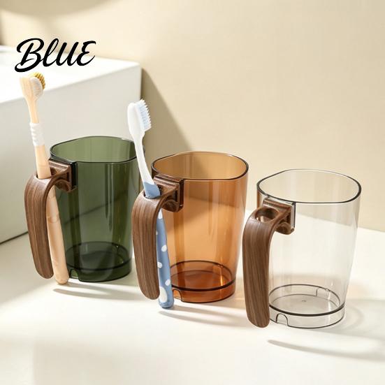 Exquisite Bathroom Decor Tumbler Clear Toothbrush Cup with Handle Plastic Mouthwash Holder Food Grade Rinse Storage Slot Modern Accessory