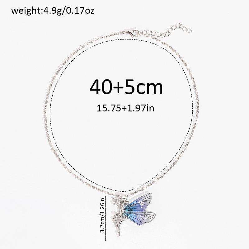 Autumn New Jewelry Diamond Dancing Girl Pendant Fashion Niche Butterfly Wing Necklace