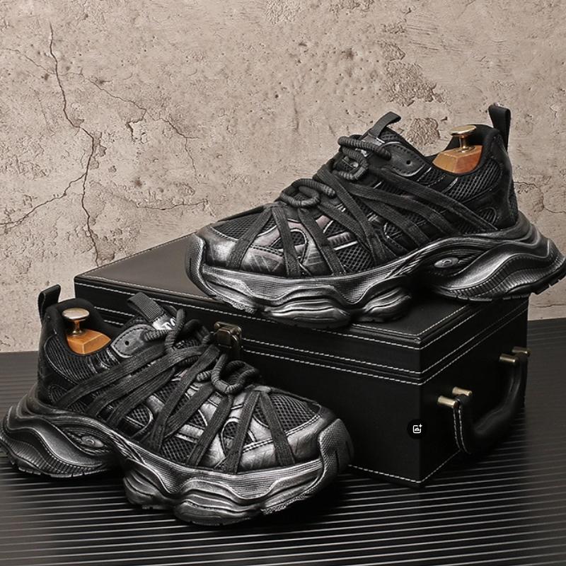 Fashion Trendy men's shoes: Breathable mesh shoes, retro distressed casual sports shoes, thick-soled dad shoes for men   b 29