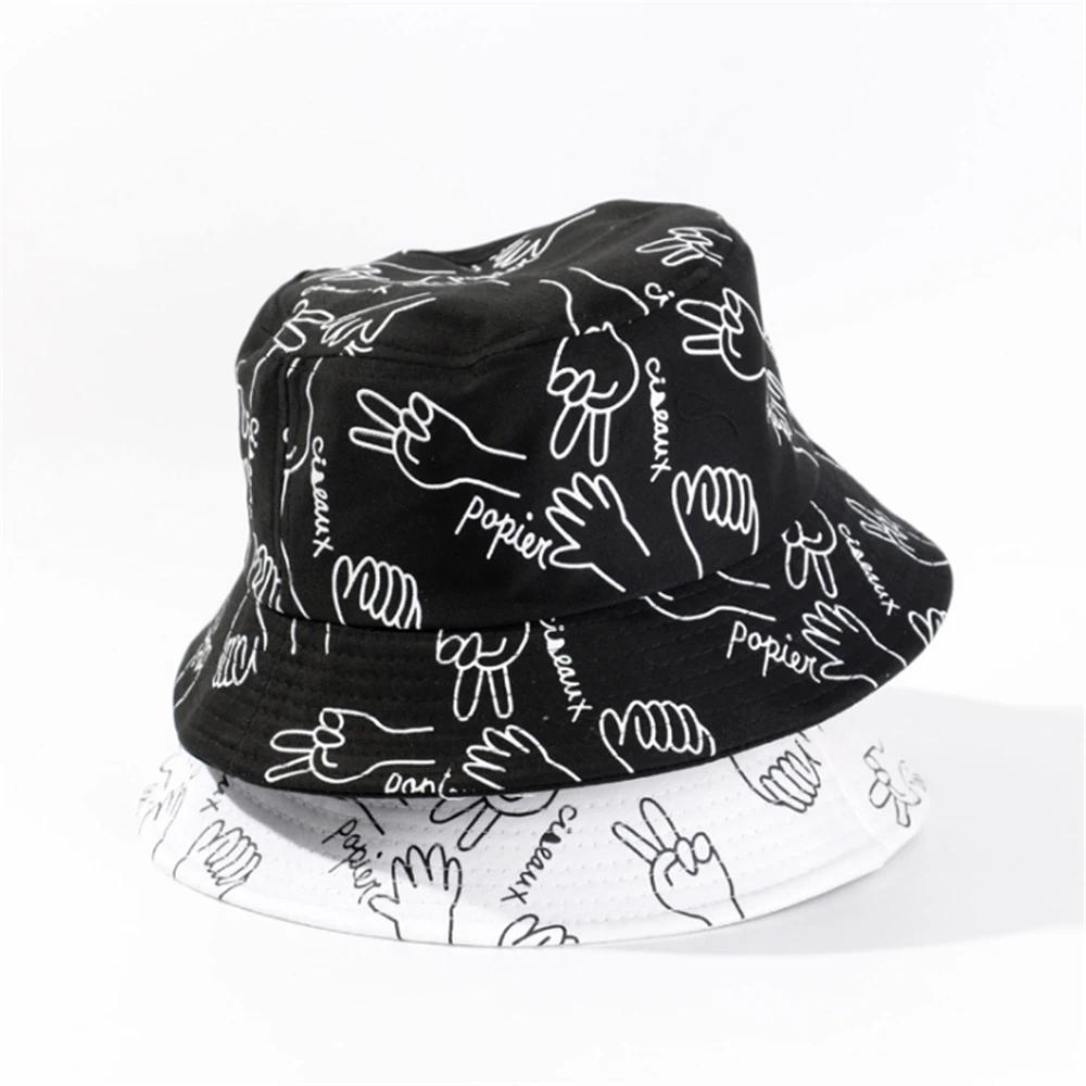 Fashion Bucket Hat for Women Spring Casual Outdoor Graffiti Fisherman Cap Big Brim