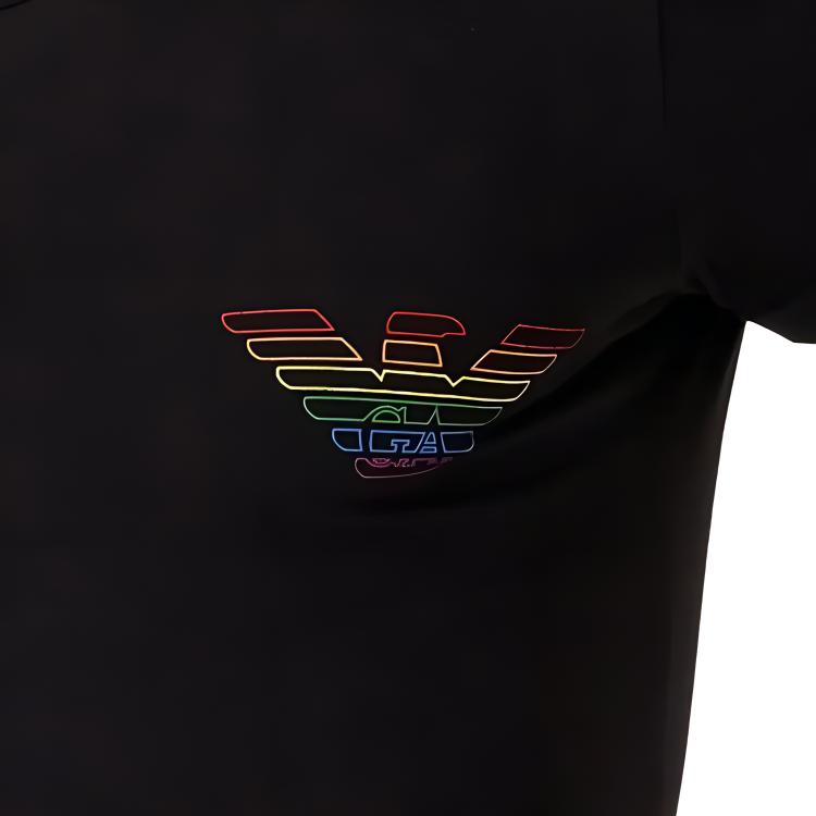 Emporio Armani Ss23 Solid Eagle Logo Print Crew Neck Short Sleeve T-Shirt Men Tops Black 111035-3R513-00020