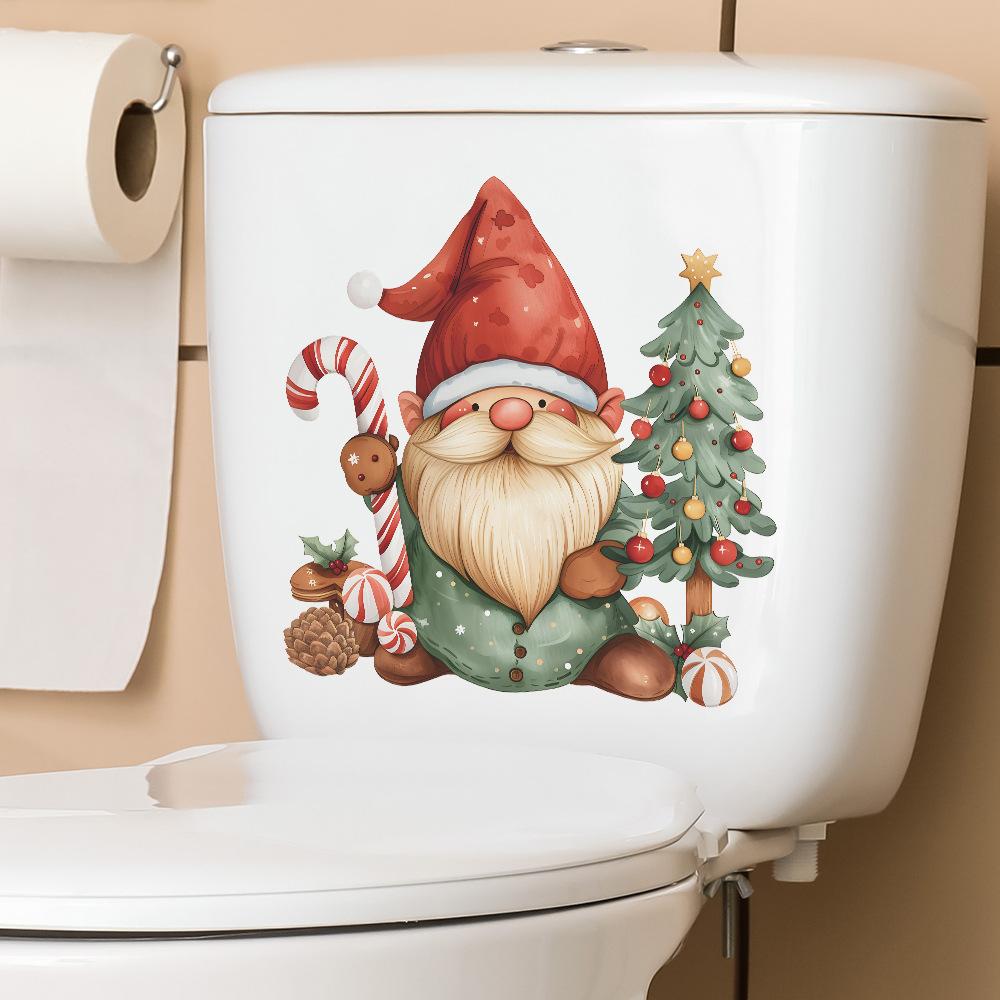Fun-m198 Cartoon Weihnachtsmann Weihnachtsbaum Süßigkeiten Toilette mit Badezimmer Badezimmer Heimdekorationsaufkleber