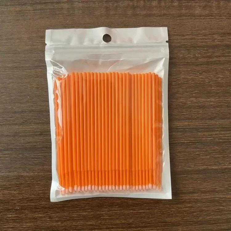 100 buc Perie de curățare a genelor Extensie de gene Micro tampon de bumbac Micro perie pentru gene individuale Instrumente de îndepărtare a machiajului de frumusețe