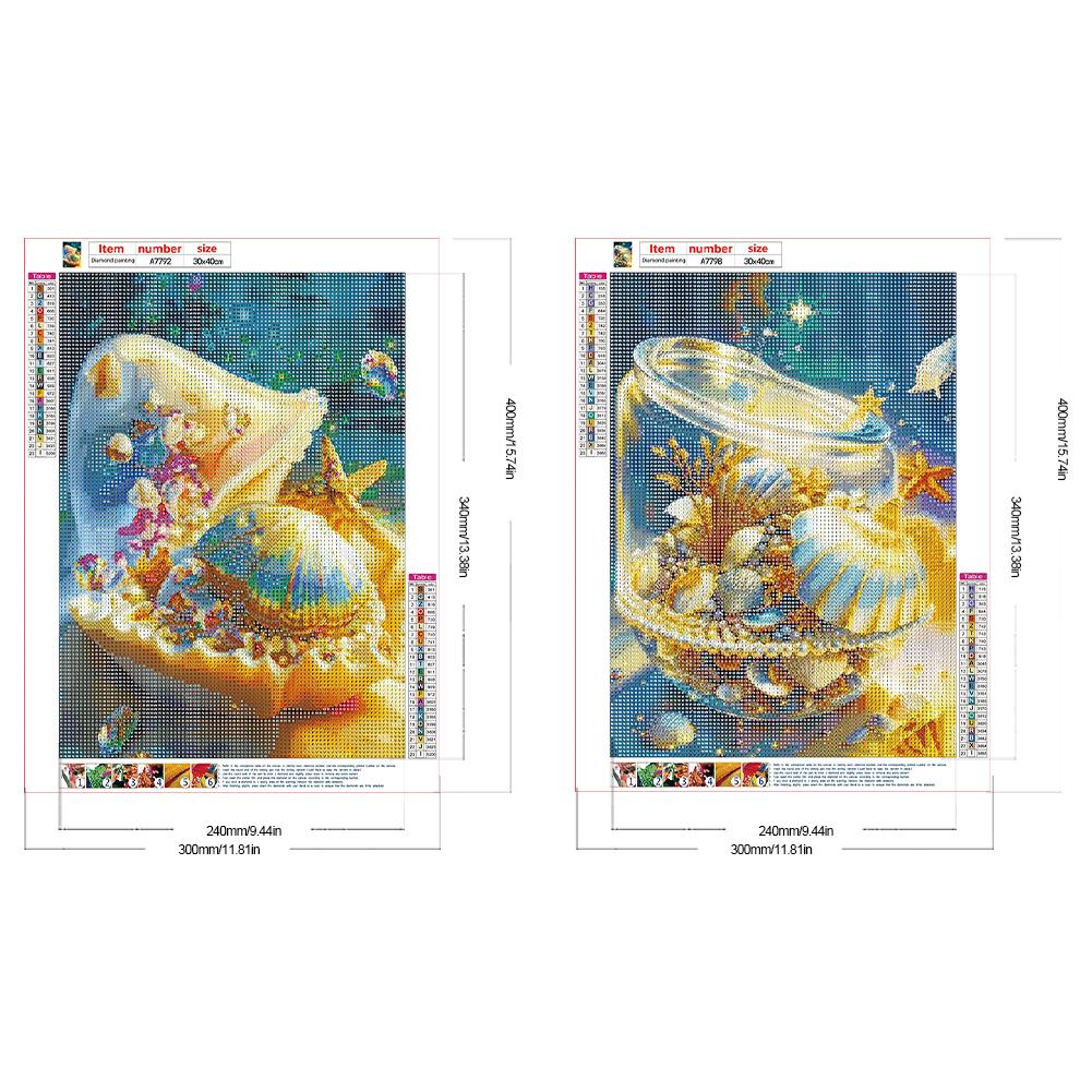 2pcs 5D DIY Full Round Drill Diamond Painting Dream Shells Kit Decor 30x40cm