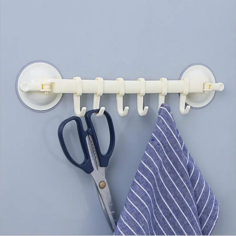 Practical Adjustable Wall Hanging Stand Hook Kitchen Bathroom Suction Cup Hanger Vacuum Suction Rack(Random Color)
